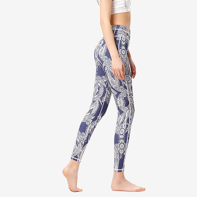 Pantalon de yoga taille haute Olivenorma à imprimé fleurs et feuilles - image 1
