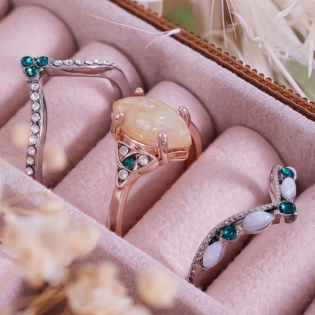 Ensemble de bagues de promesse Olivenorma Eternal Glow Opal - image 9