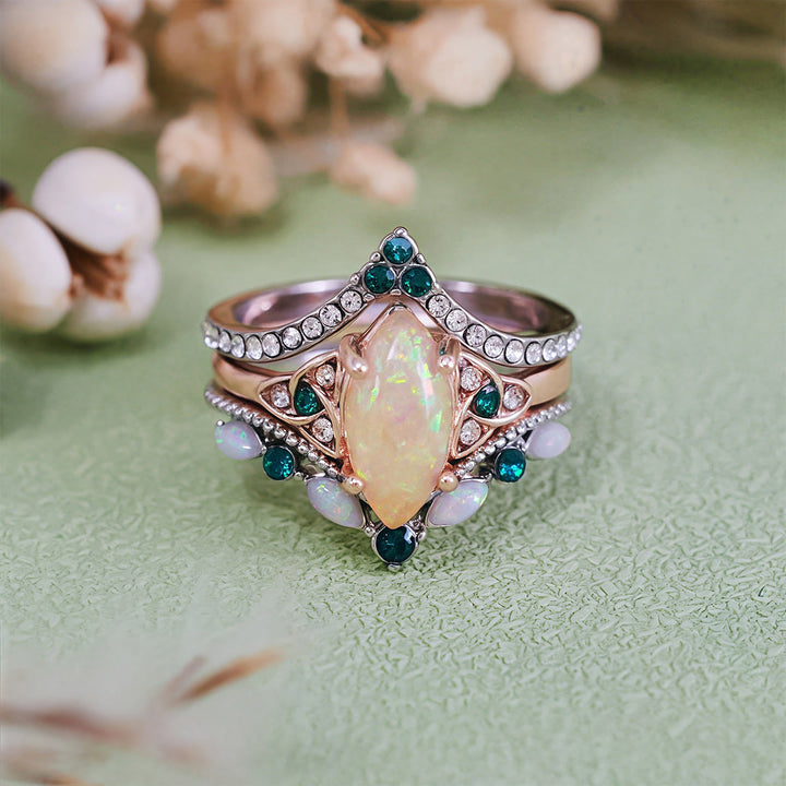 Ensemble de bagues de promesse Olivenorma Eternal Glow Opal - image 6