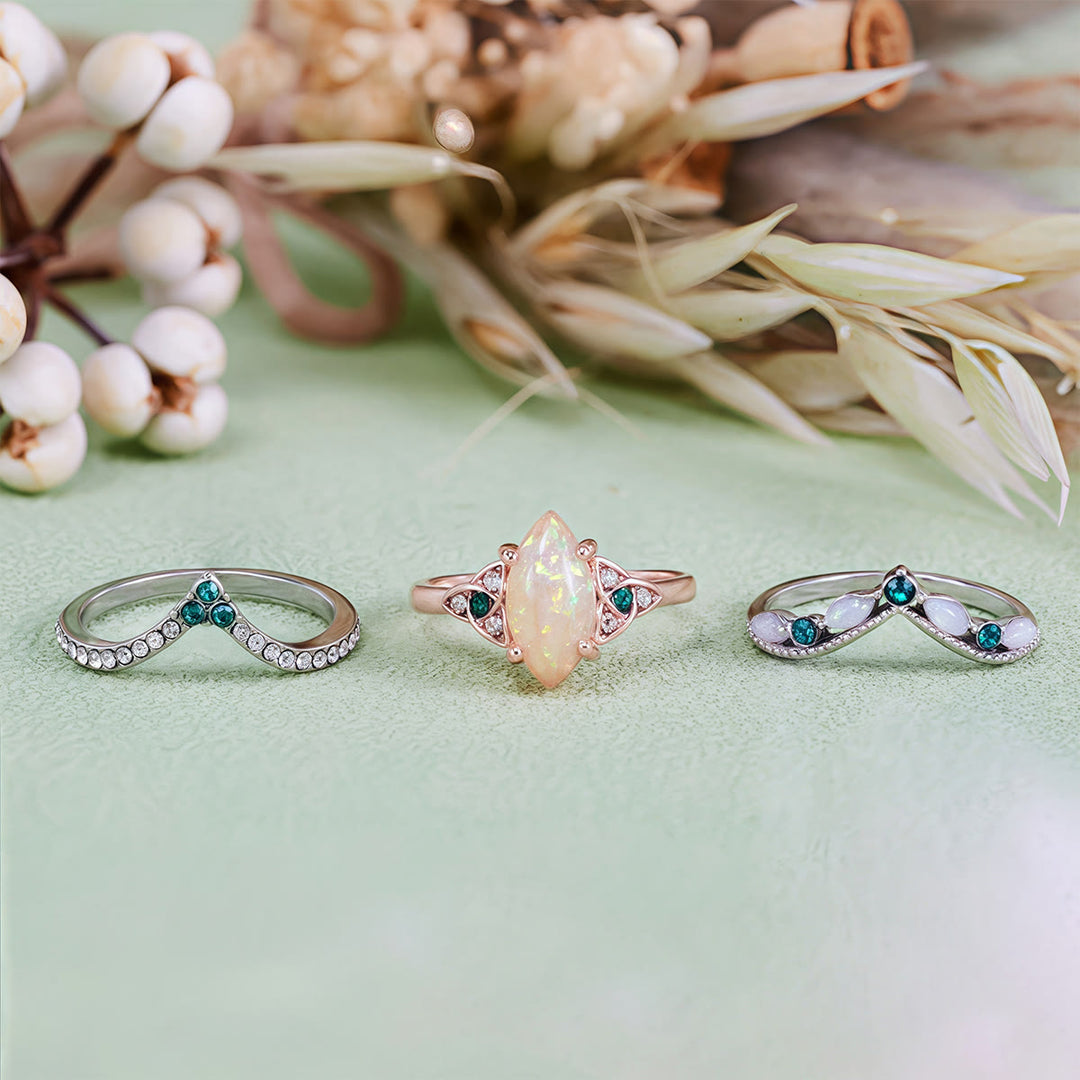 Ensemble de bagues de promesse Olivenorma Eternal Glow Opal - image 8