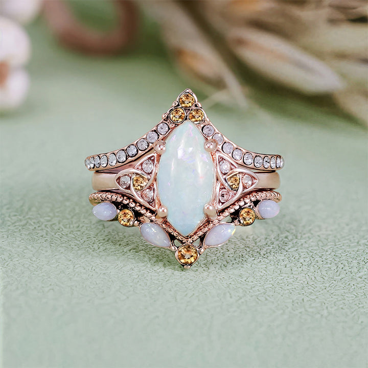 Ensemble de bagues de promesse Olivenorma Eternal Glow Opal - Opale#Couleur Or Rose - États-Unis 10 - image 11