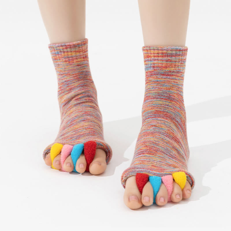 Chaussettes de Pilates et de fitness Olivenorma colorées à cinq orteils, respirantes, avec séparation des orteils et adhérence antidérapante pour un équilibre et une stabilité optimaux. Idéales pour le yoga et la barre. - Rose - 10 paires - image 0