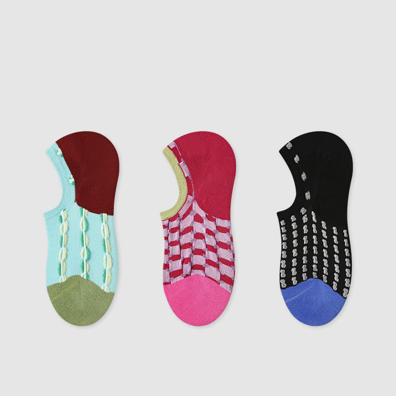Chaussettes de fitness Olivenorma (lot de 3 paires) légères, respirantes et extensibles en coton adhérent, idéales pour le Pilates, le barre, le yoga et le confort au quotidien. - Bleu/Rouge/Noir - image 0