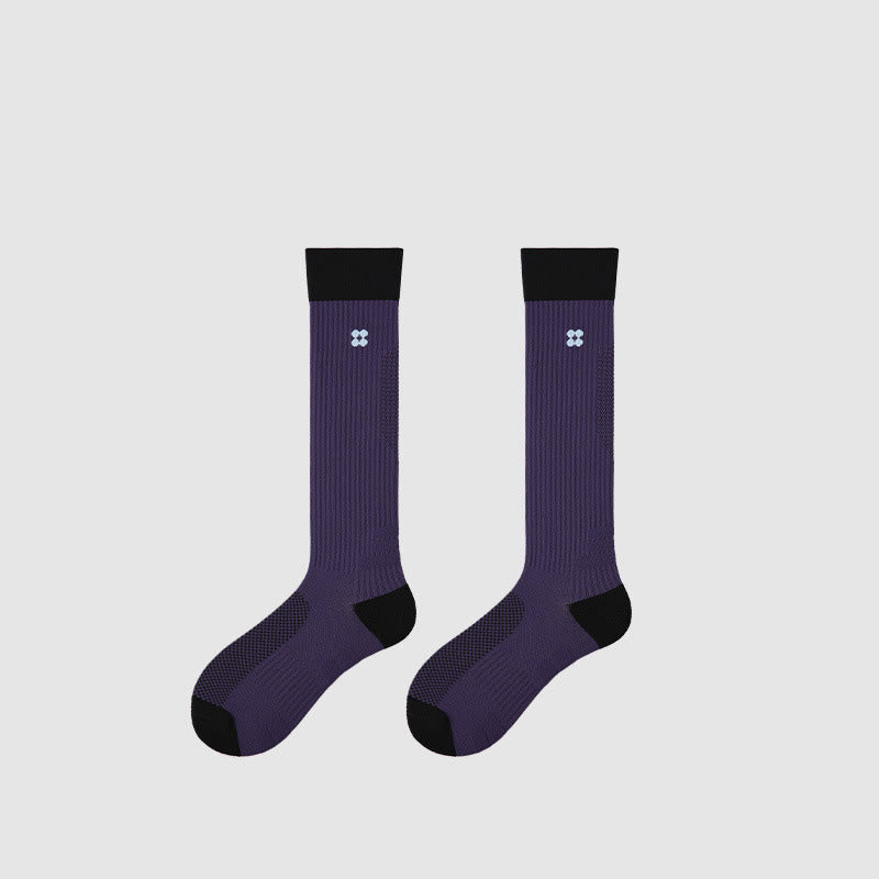 Chaussettes de compression Olivenorma Retro Crew antidérapantes pour Pilates, Barre et yoga, confortables au quotidien, respirantes et coupe athlétique. - Violet foncé - 10 paires - image 11