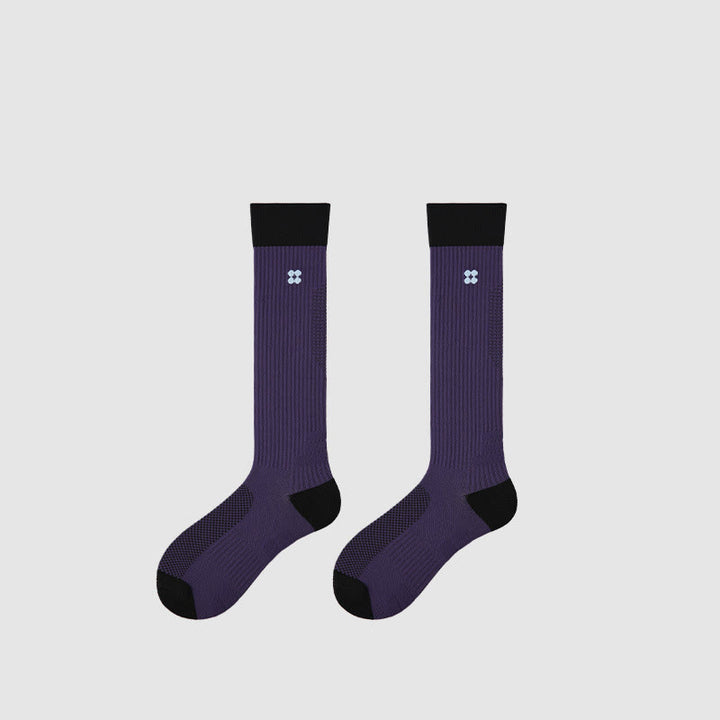 Chaussettes de compression Olivenorma Retro Crew antidérapantes pour Pilates, Barre et yoga, confortables au quotidien, respirantes et coupe athlétique. - Violet foncé - 10 paires - image 11