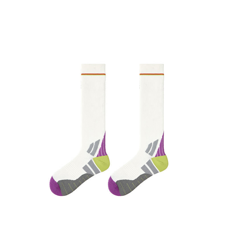 Chaussettes de compression Olivenorma Retro Crew antidérapantes pour Pilates, Barre et yoga, confortables au quotidien, respirantes et coupe athlétique. - Blanc + Violet - 10 paires - image 13