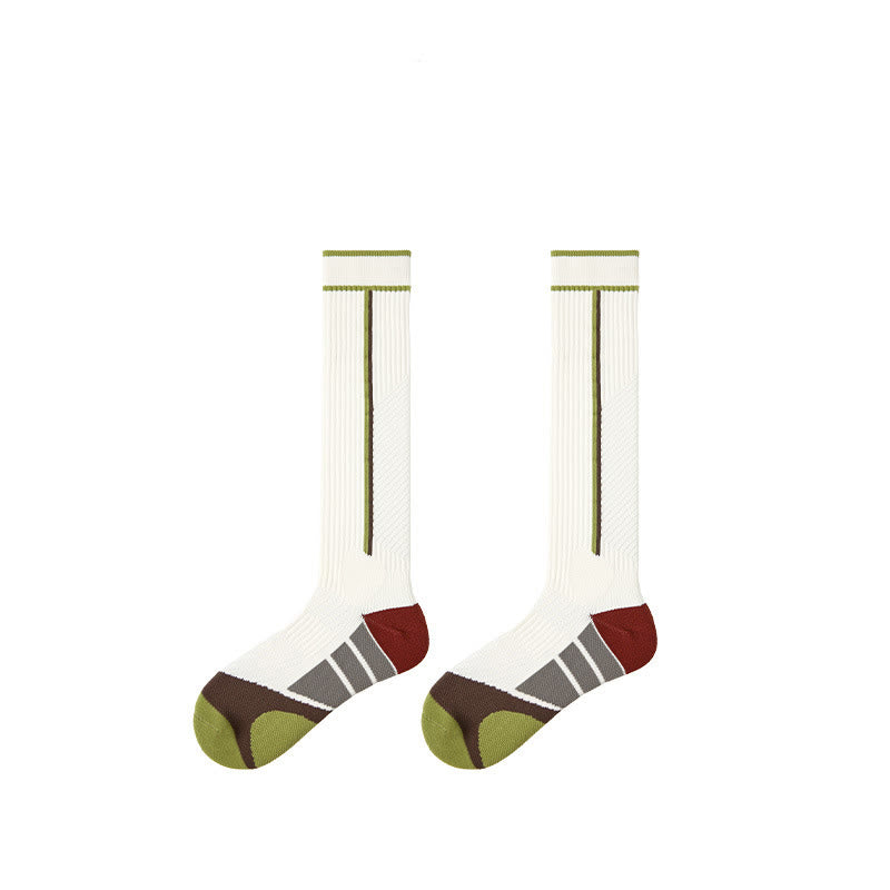 Chaussettes de compression Olivenorma Retro Crew antidérapantes pour Pilates, Barre et yoga, confortables au quotidien, respirantes et coupe athlétique. - Blanc + Vert - 10 paires - image 14