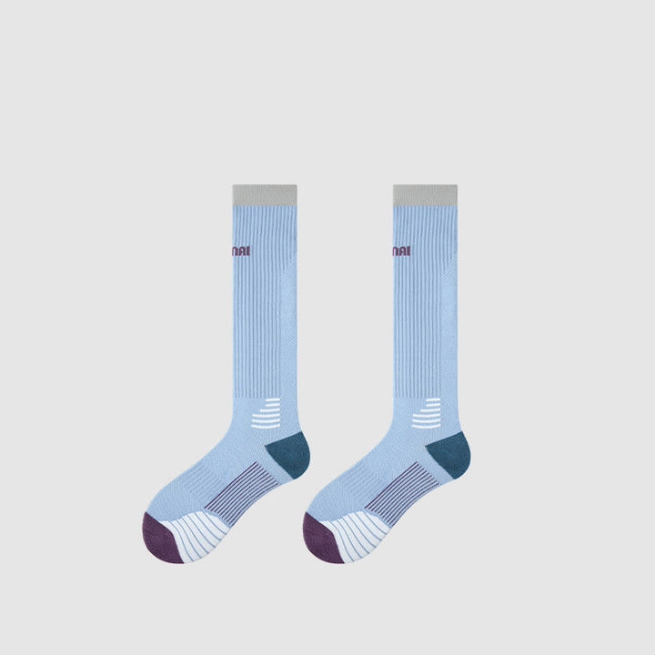 Chaussettes de compression Olivenorma Retro Crew antidérapantes pour Pilates, Barre et yoga, confortables au quotidien, respirantes et coupe athlétique. - Bleu ciel - 10 paires - image 9