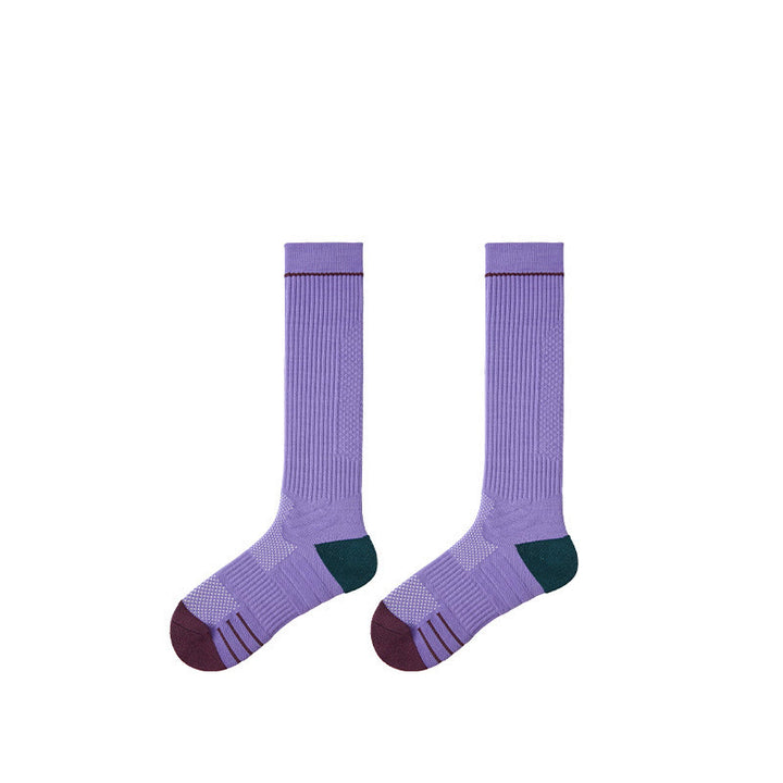 Chaussettes de compression Olivenorma Retro Crew antidérapantes pour Pilates, Barre et yoga, confortables au quotidien, respirantes et coupe athlétique. - Violet - 10 paires - image 17