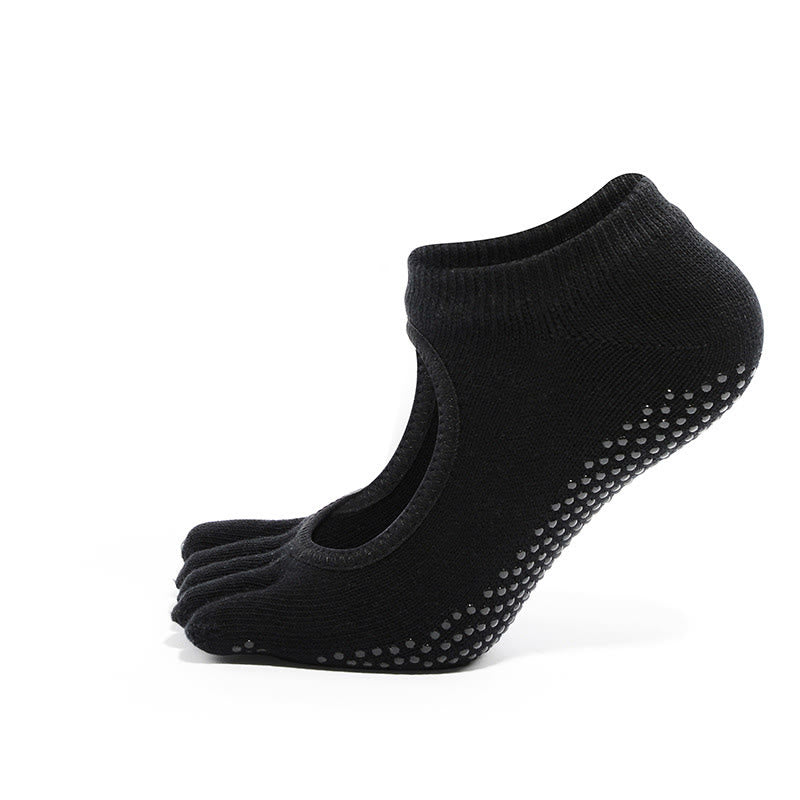 Chaussettes de Pilates et de yoga Olivenorma Minimal Five-Toe respirantes avec séparation des orteils et adhérence optimale, conçues pour un confort léger. - Noir - 10 paires - image 3