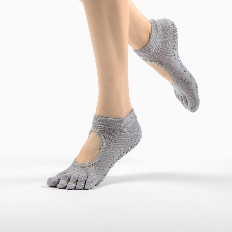 Chaussettes de Pilates et de yoga Olivenorma Minimal Five-Toe respirantes avec séparation des orteils et adhérence optimale, conçues pour un confort léger. - Gris - 10 paires - image 0