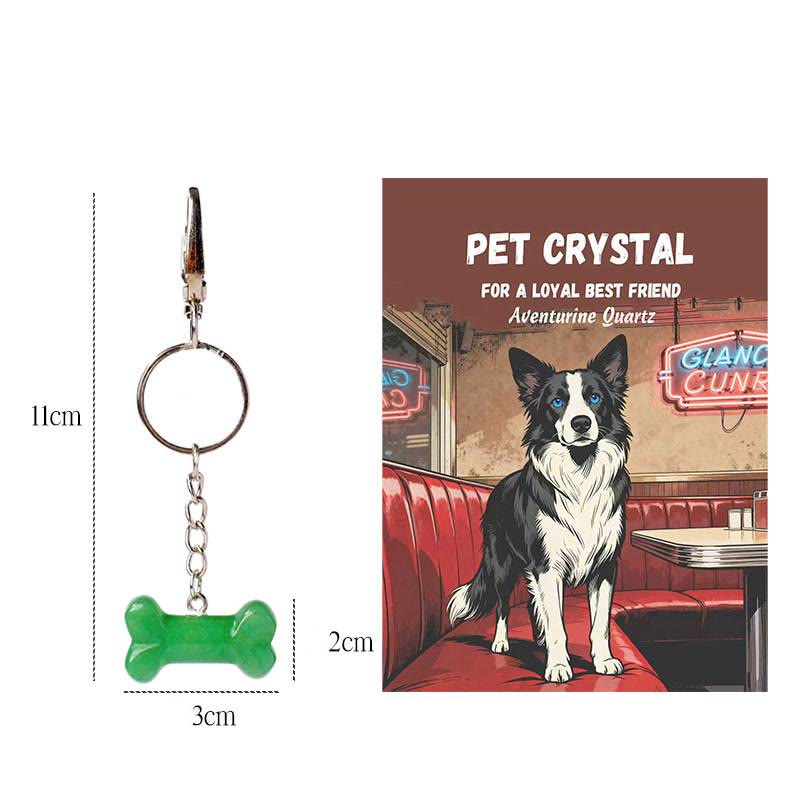 Porte-clés pendentif os de chien en cristal naturel Olivenorma avec carte - Aventurine verte 2 - image 16