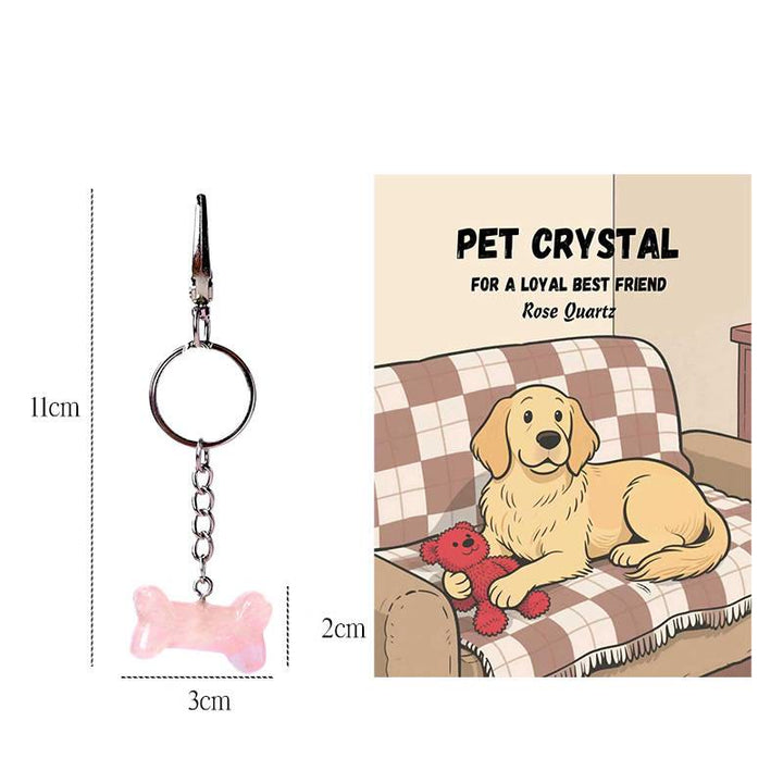 Porte-clés pendentif os de chien en cristal naturel Olivenorma avec carte - Quartz rose - image 21