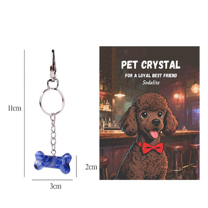 Porte-clés pendentif os de chien en cristal naturel Olivenorma avec carte - Sodalite - image 19