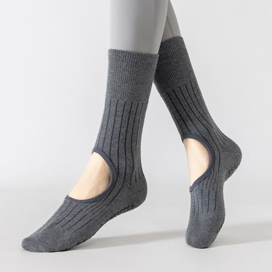 Chaussettes de yoga Olivenorma mi-mollet, bout renforcé, antidérapantes, en coton, confortables pour le Pilates et l'entraînement des femmes - image 3