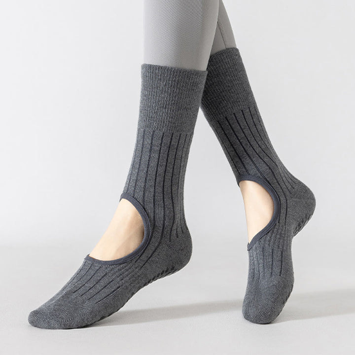 Chaussettes de yoga Olivenorma mi-mollet, bout renforcé, antidérapantes, en coton, confortables pour le Pilates et l'entraînement des femmes - image 3