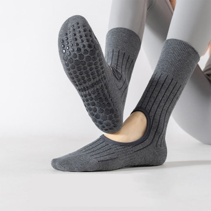 Chaussettes de yoga Olivenorma mi-mollet, bout renforcé, antidérapantes, en coton, confortables pour le Pilates et l'entraînement des femmes - image 0