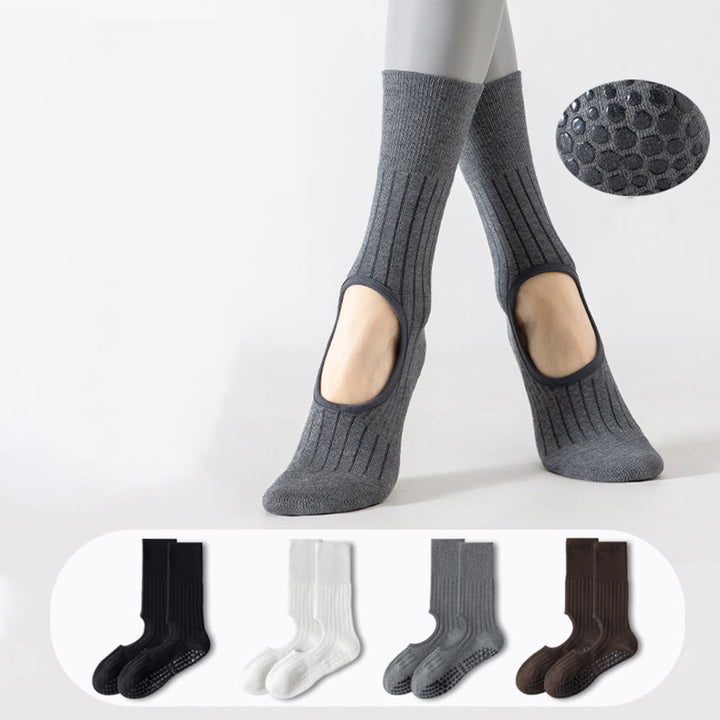 Chaussettes de yoga Olivenorma mi-mollet, bout renforcé, antidérapantes, en coton, confortables pour le Pilates et l'entraînement des femmes - image 2