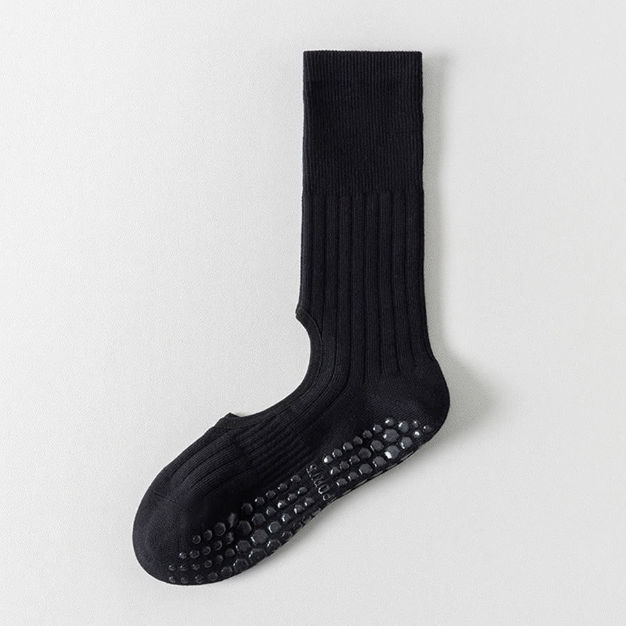 Chaussettes de yoga Olivenorma mi-mollet, bout renforcé, antidérapantes, en coton, confortables pour le Pilates et l'entraînement des femmes - Noir - 10 paires - image 6