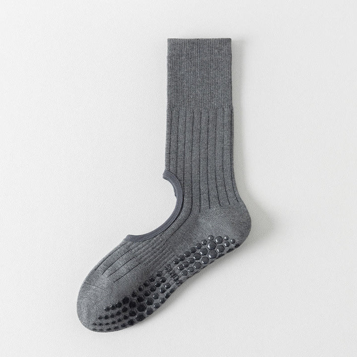 Chaussettes de yoga Olivenorma mi-mollet, bout renforcé, antidérapantes, en coton, confortables pour le Pilates et l'entraînement des femmes - Gris - 10 paires - image 1