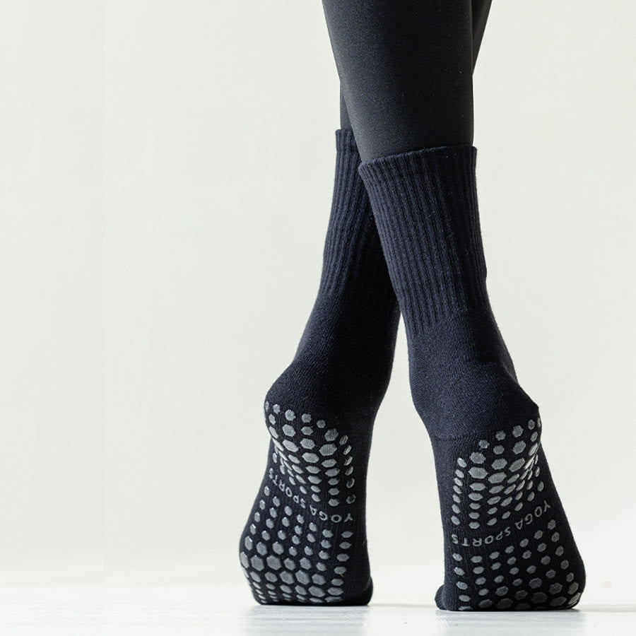 Chaussettes de yoga Olivenorma mi-mollet en coton antidérapant et respirant, confortables et à bout fermé, couleur unie. - image 9