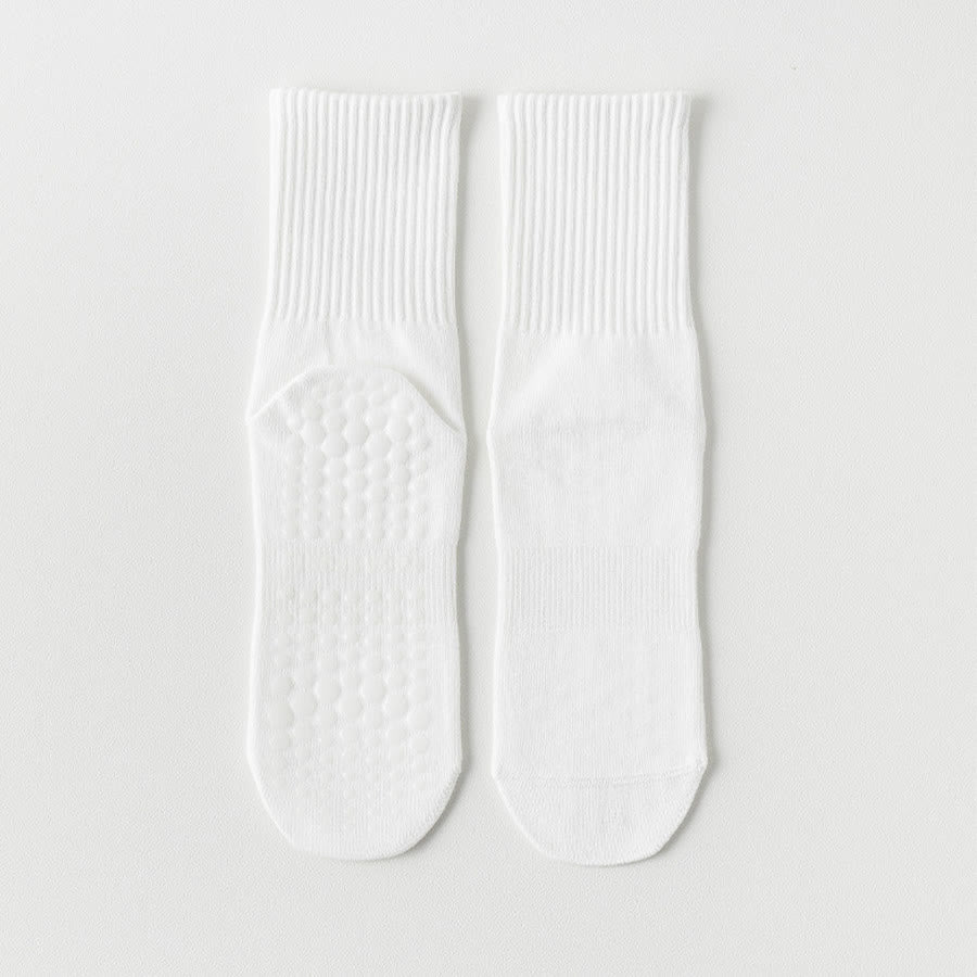 Chaussettes de yoga Olivenorma mi-mollet en coton antidérapant et respirant, confortables et à bout fermé, couleur unie. - Blanc - 10 paires - image 3