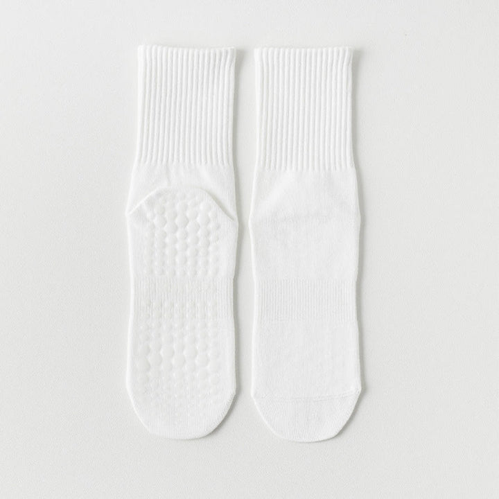 Chaussettes de yoga Olivenorma mi-mollet en coton antidérapant et respirant, confortables et à bout fermé, couleur unie. - Blanc - 10 paires - image 3