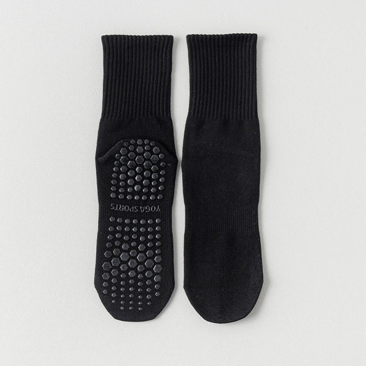Chaussettes de yoga Olivenorma mi-mollet en coton antidérapant et respirant, confortables et à bout fermé, couleur unie. - Noir - 10 paires - image 8