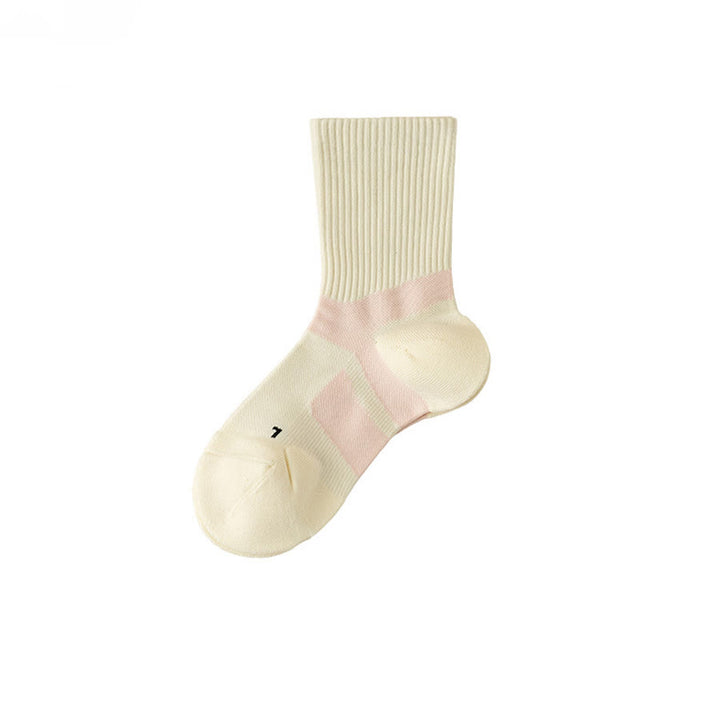 Chaussettes de yoga Olivenorma mi-mollet, respirantes, confortables et antidérapantes, idéales pour le Pilates et la barre, pour femmes. - Blanc-rose - 10 paires - image 1