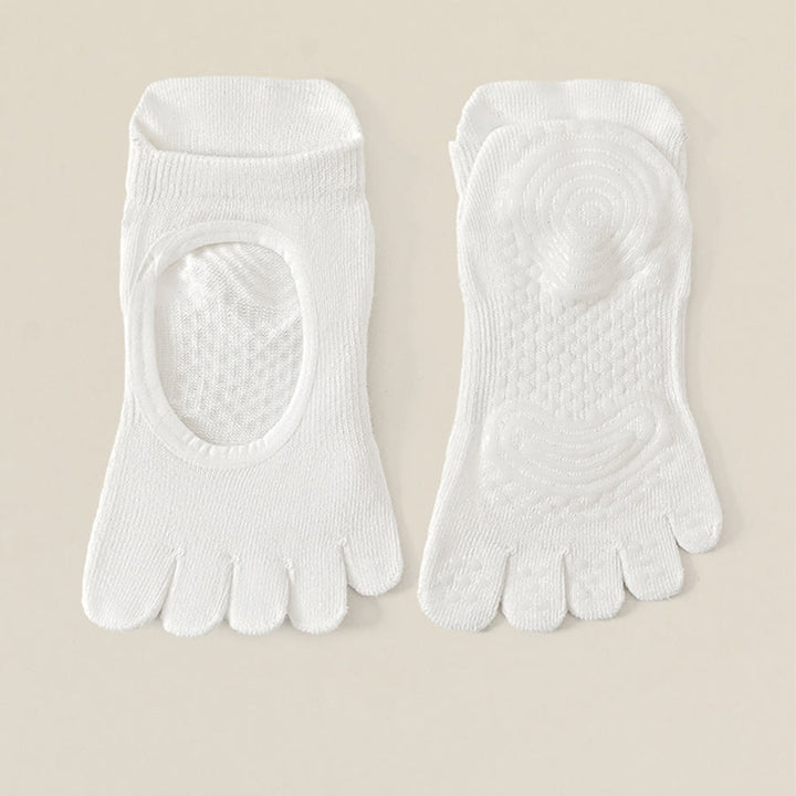 Chaussettes de yoga Olivenorma sans dos, à cinq orteils, en coton antidérapant, respirantes et absorbantes, idéales pour la barre et le yoga. - Blanc - 10 paires - image 1