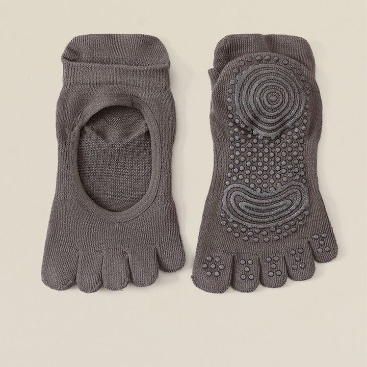 Chaussettes de yoga Olivenorma sans dos, à cinq orteils, en coton antidérapant, respirantes et absorbantes, idéales pour la barre et le yoga. - Gris - 10 paires - image 4