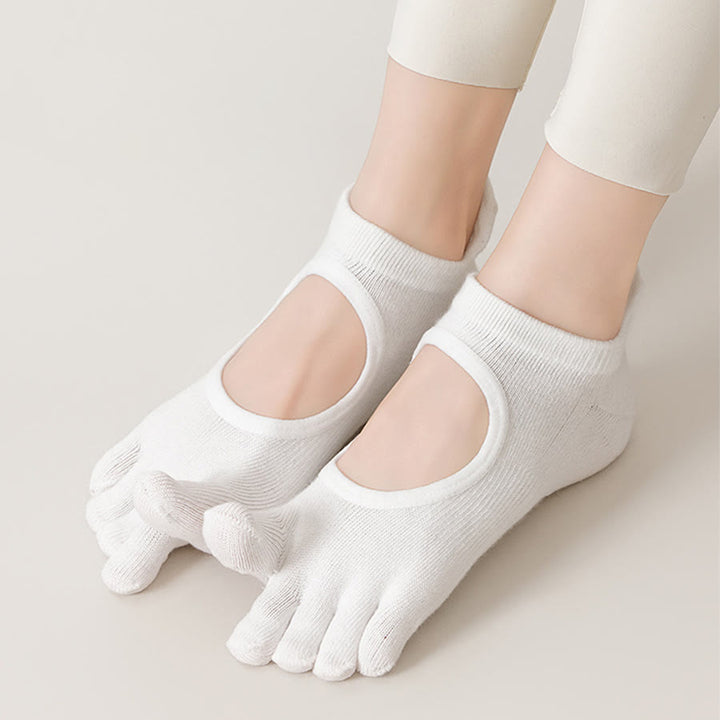 Chaussettes de yoga Olivenorma sans dos, à cinq orteils, en coton antidérapant, respirantes et absorbantes, idéales pour la barre et le yoga. - image 2