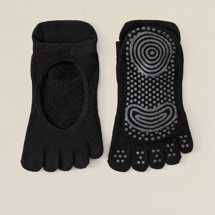 Chaussettes de yoga Olivenorma sans dos, à cinq orteils, en coton antidérapant, respirantes et absorbantes, idéales pour la barre et le yoga. - Noir - 10 paires - image 3