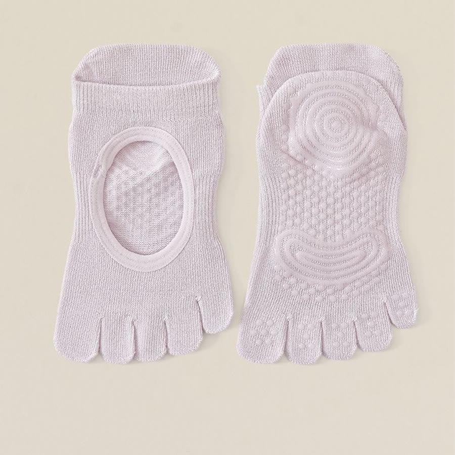 Chaussettes de yoga Olivenorma sans dos, à cinq orteils, en coton antidérapant, respirantes et absorbantes, idéales pour la barre et le yoga. - Violet - 10 paires - image 7