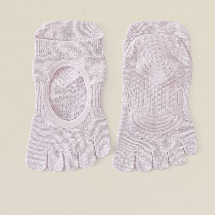 Chaussettes de yoga Olivenorma sans dos, à cinq orteils, en coton antidérapant, respirantes et absorbantes, idéales pour la barre et le yoga. - Violet - 10 paires - image 7