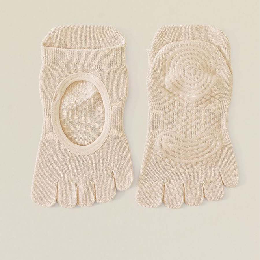 Chaussettes de yoga Olivenorma sans dos, à cinq orteils, en coton antidérapant, respirantes et absorbantes, idéales pour la barre et le yoga. - Kaki - 10 paires - image 8