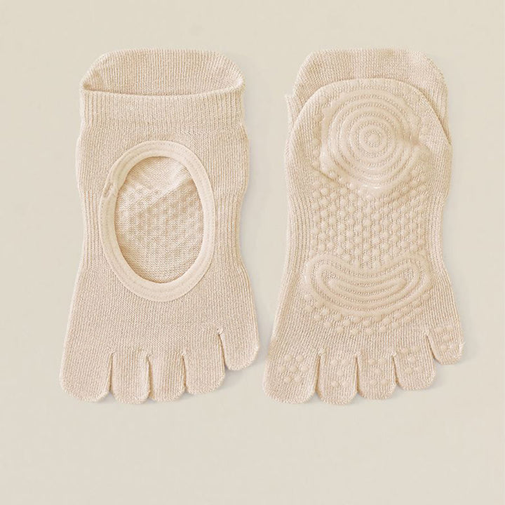 Chaussettes de yoga Olivenorma sans dos, à cinq orteils, en coton antidérapant, respirantes et absorbantes, idéales pour la barre et le yoga. - Kaki - 10 paires - image 8