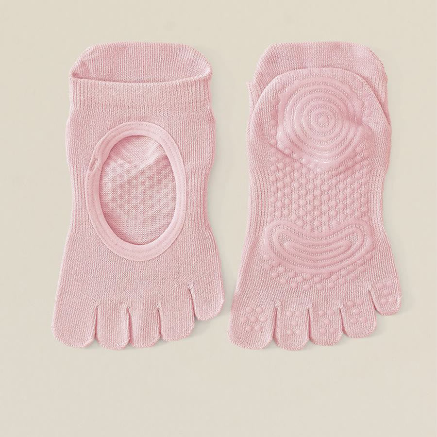 Chaussettes de yoga Olivenorma sans dos, à cinq orteils, en coton antidérapant, respirantes et absorbantes, idéales pour la barre et le yoga. - Rose - 10 paires - image 9