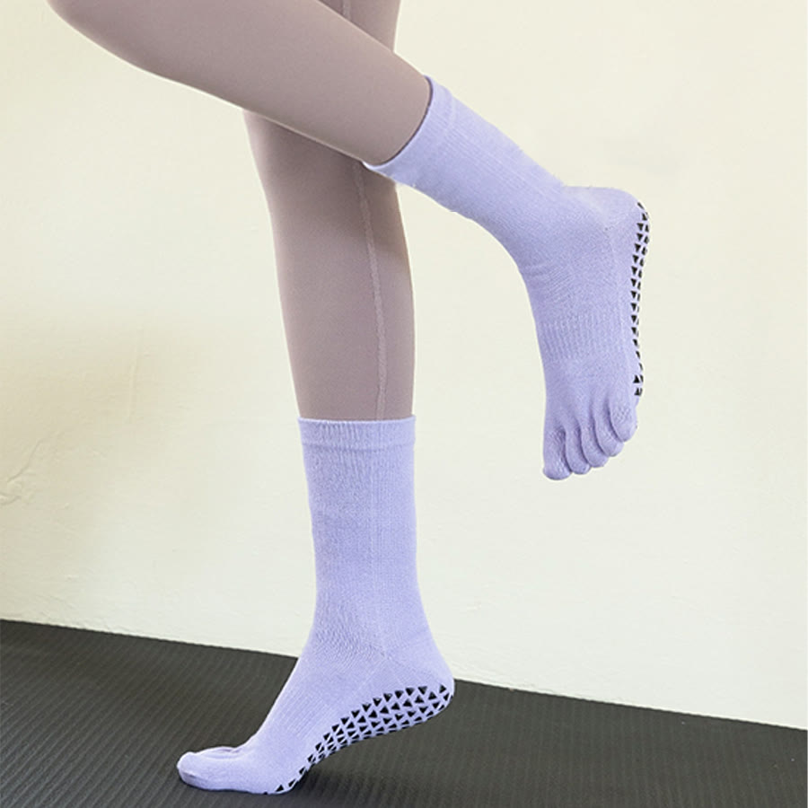 Chaussettes de yoga Olivenorma mi-mollet à cinq orteils, en coton respirant, antidérapantes et confortables pour l'entraînement et le yoga. - image 8