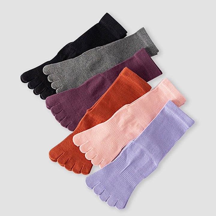 Chaussettes de yoga Olivenorma mi-mollet à cinq orteils, en coton respirant, antidérapantes et confortables pour l'entraînement et le yoga. - image 12