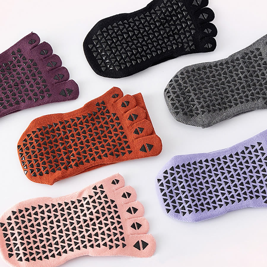 Chaussettes de yoga Olivenorma mi-mollet à cinq orteils, en coton respirant, antidérapantes et confortables pour l'entraînement et le yoga. - image 14