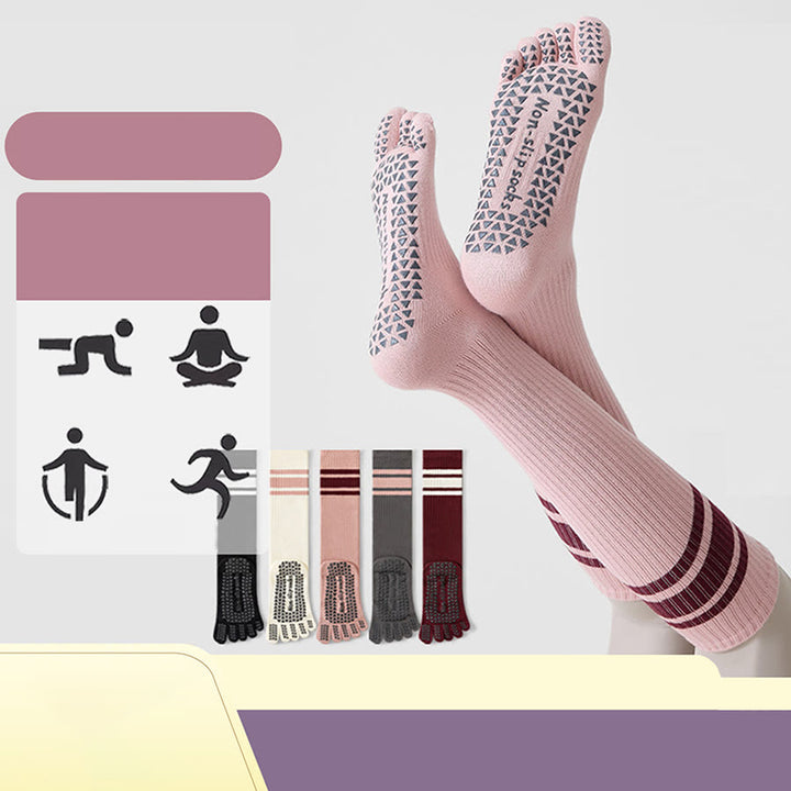 Chaussettes de yoga Olivenorma à cinq orteils en coton antidérapant et à coupe ajustée pour femmes, idéales pour le Pilates et la barre. - image 6