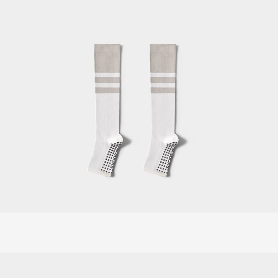 Chaussettes de yoga longues à talon ouvert Olivenorma , en coton antidérapant, pour femme, offrant un soutien amincissant et une excellente adhérence. - Blanc - 10 paires - image 7