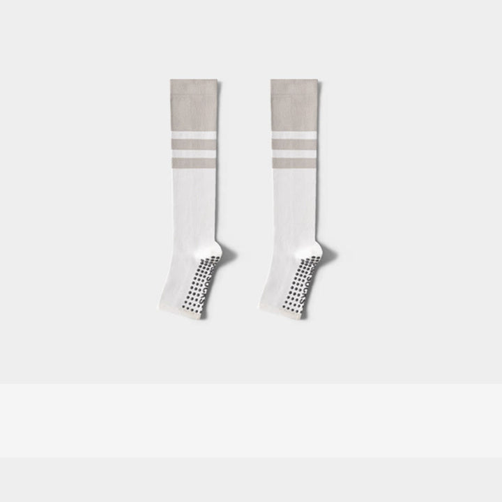 Chaussettes de yoga longues à talon ouvert Olivenorma , en coton antidérapant, pour femme, offrant un soutien amincissant et une excellente adhérence. - Blanc - 10 paires - image 7