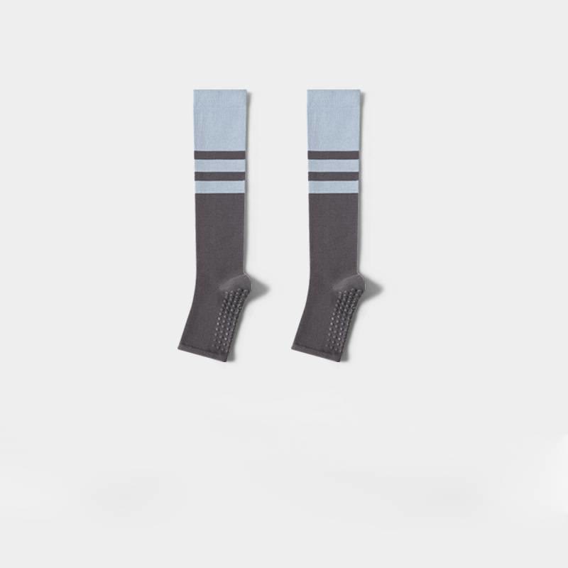 Chaussettes de yoga longues à talon ouvert Olivenorma , en coton antidérapant, pour femme, offrant un soutien amincissant et une excellente adhérence. - Gris - 10 paires - image 8