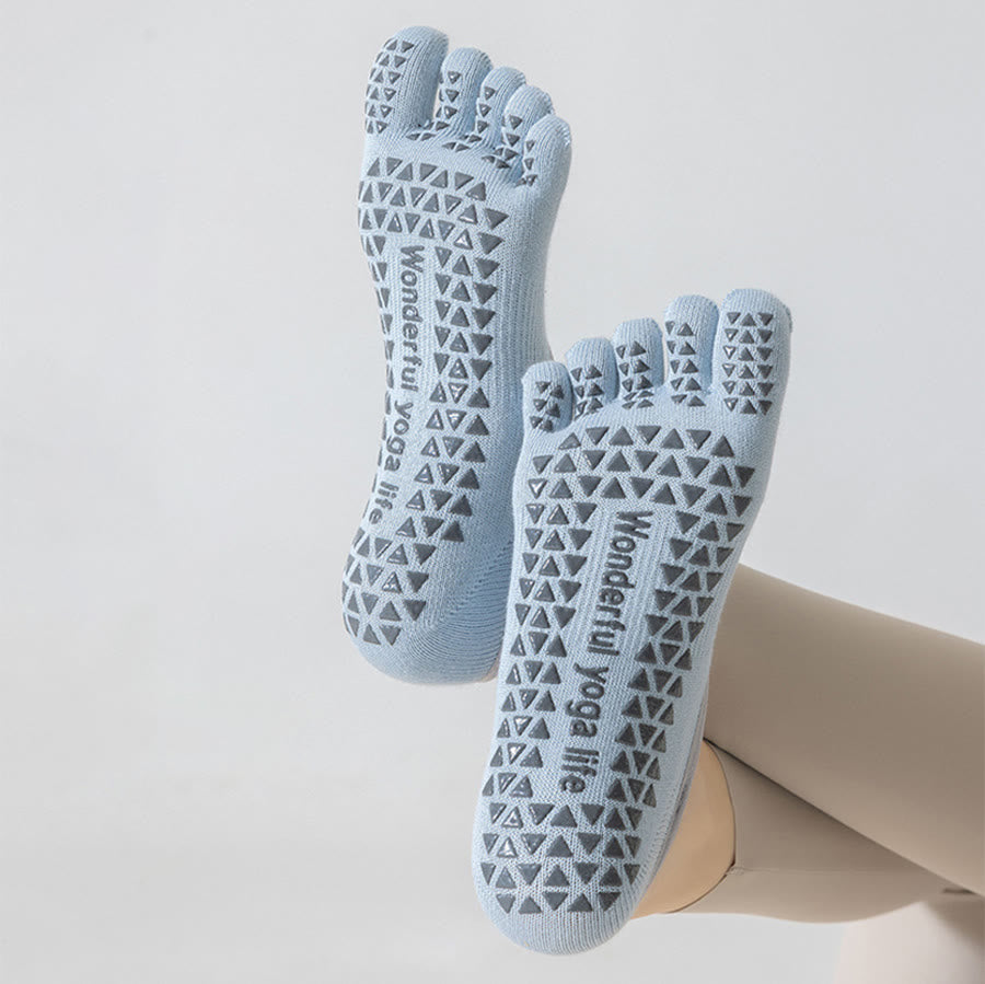Chaussettes de yoga Olivenorma pour femmes, à cou-de-pied ouvert, cinq orteils et large bride antidérapante, en coton, pour la danse et la barre au sol. - image 2