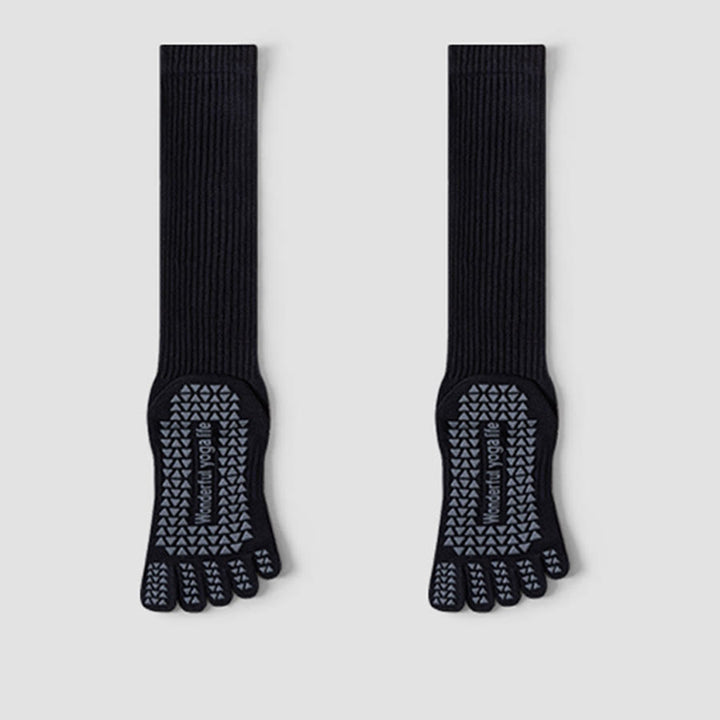 Chaussettes de yoga Olivenorma mi-mollet à cinq orteils, respirantes, en coton, antidérapantes et hygiéniques pour femmes - Noir - 10 paires - image 12
