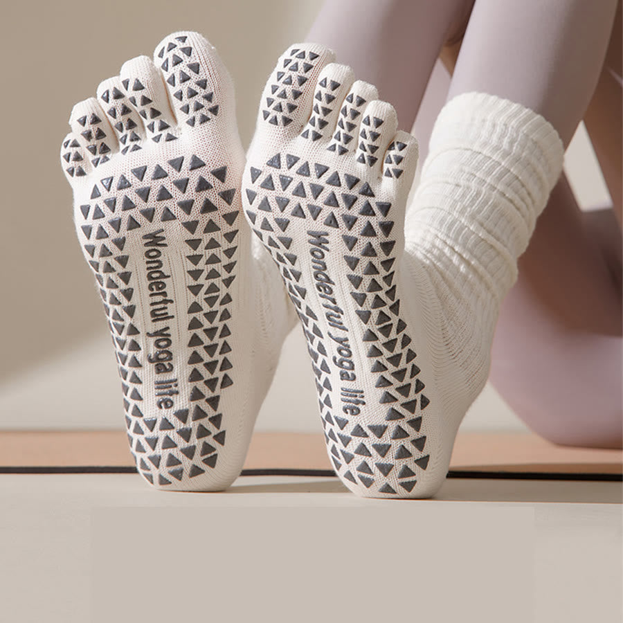 Chaussettes de yoga Olivenorma mi-mollet à cinq orteils, respirantes, en coton, antidérapantes et hygiéniques pour femmes - image 5