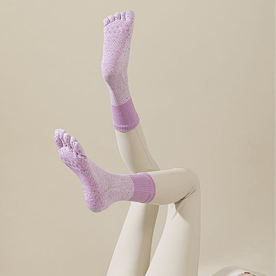 Chaussettes de yoga Olivenorma mi-mollet en coton respirant à motif floral, antidérapantes et élégantes pour femmes - image 9