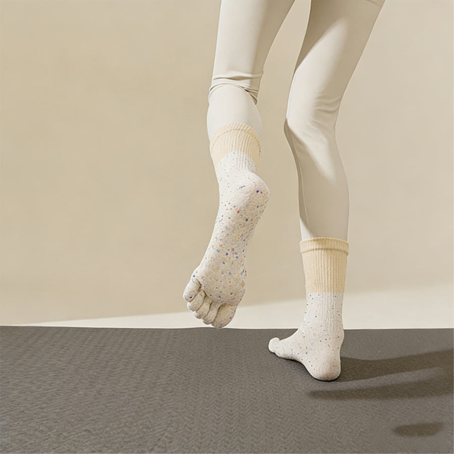 Chaussettes de yoga Olivenorma mi-mollet en coton respirant à motif floral, antidérapantes et élégantes pour femmes - image 6